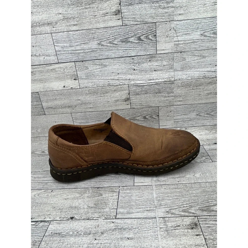 Born Mens Leather Slip On Loafers Brown‎ F33006 Tan Distressed Shoes Size 9.5 41